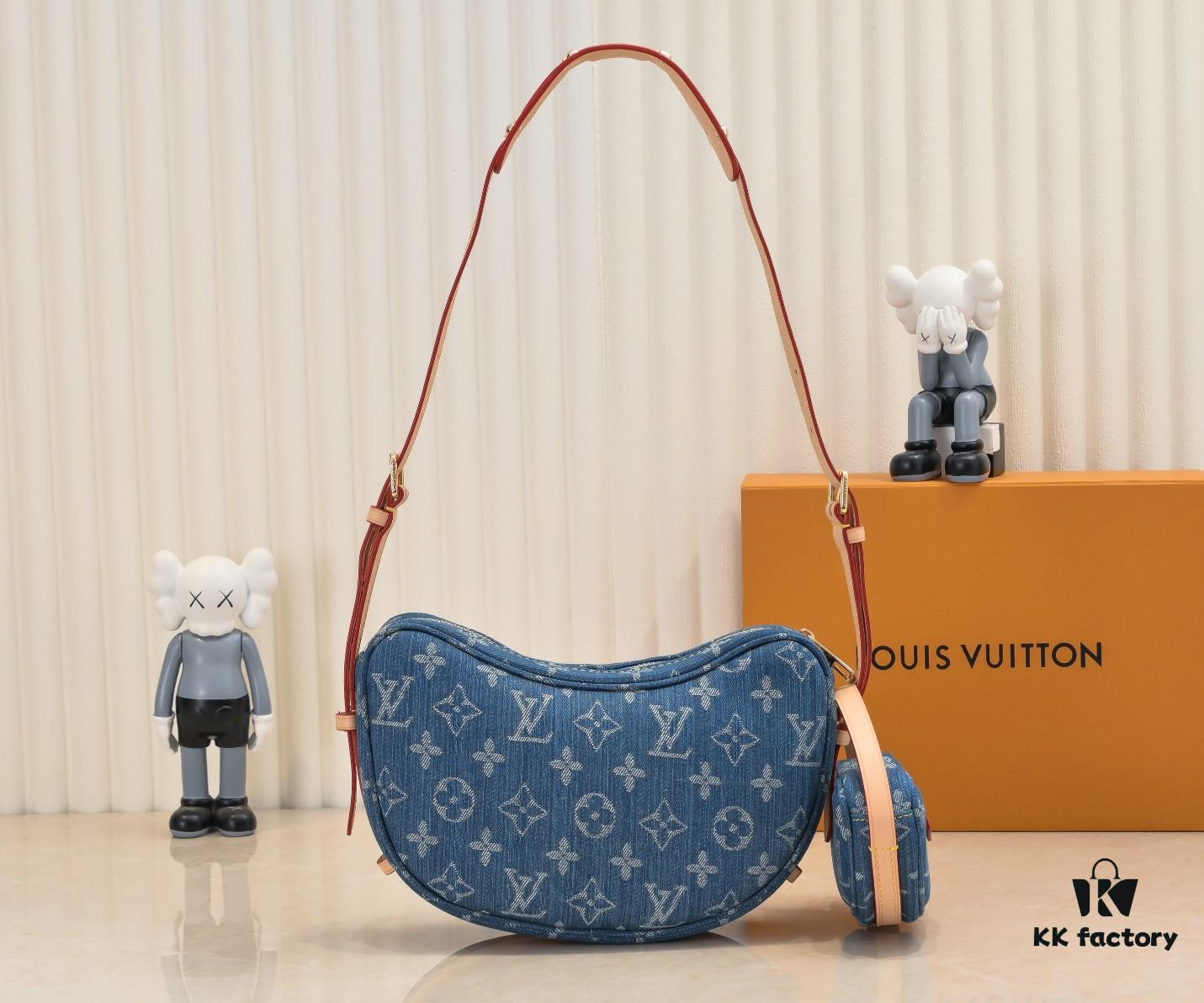 693084256e68136f4d9a7fcc Upgraded Original M46856 M46828 Denim New Style Lv 2024 Latest Monogram Horn Adjustable Strap Pea Bag with Extra Pendant Mini Waist Pouch and Enlarged Design LV Monogram Coated Canvas Croissant Bag