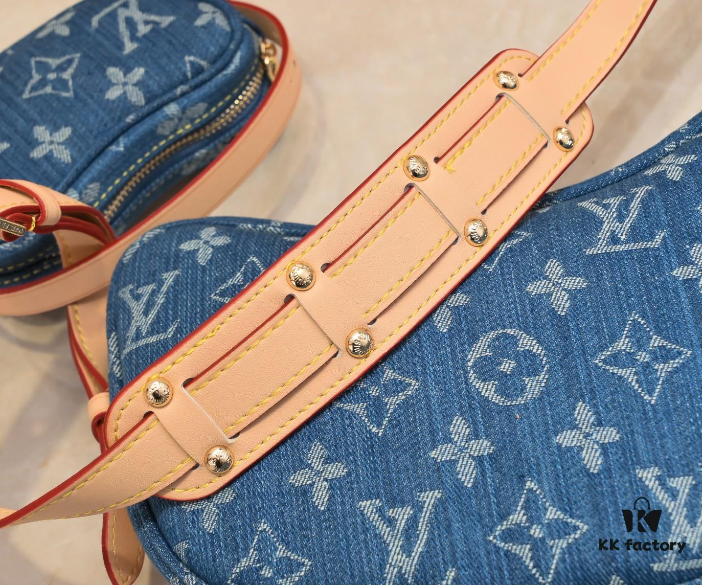 693084276e68136f4d9a7fcf Upgraded Original M46856 M46828 Denim New Style Lv 2024 Latest Monogram Horn Adjustable Strap Pea Bag with Extra Pendant Mini Waist Pouch and Enlarged Design LV Monogram Coated Canvas Croissant Bag