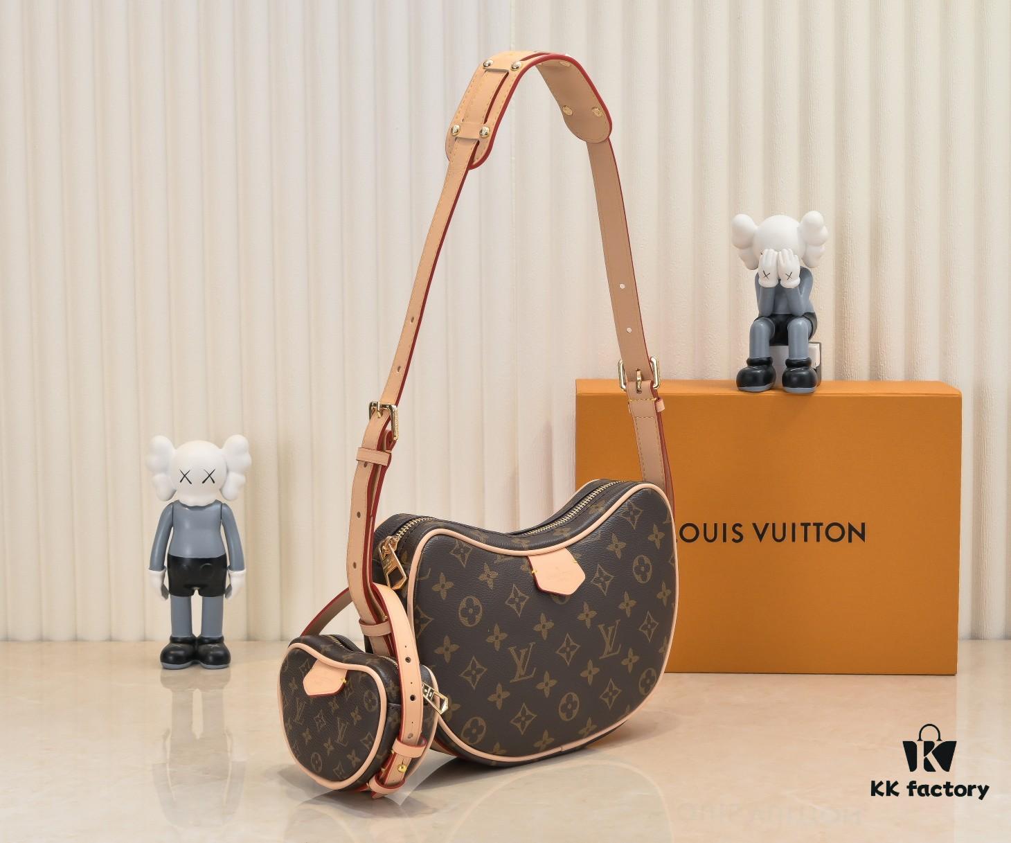 693084286e68136f4d9a7fd1 Upgraded Original M46856 M46828 Vintage New Lv 2024 Latest Monogram Horn Adjustable Strap Pea Bag with Pendant Mini Pouch Kidney Bag and Enlarged Design LV Monogram Croissant Bag Pea Bag