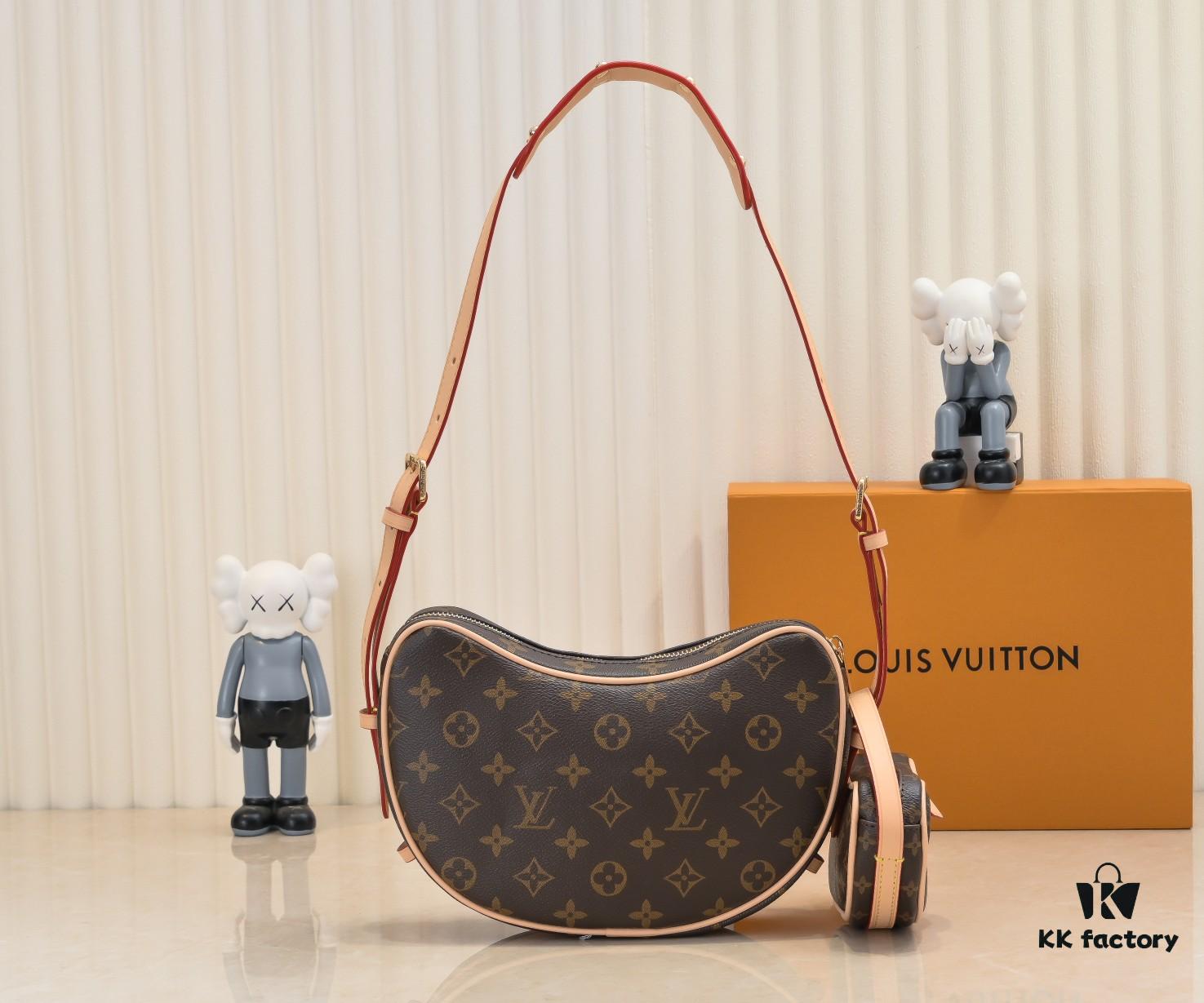 693084296e68136f4d9a7fd4 Upgraded Original M46856 M46828 Vintage New Lv 2024 Latest Monogram Horn Adjustable Strap Pea Bag with Pendant Mini Pouch Kidney Bag and Enlarged Design LV Monogram Croissant Bag Pea Bag