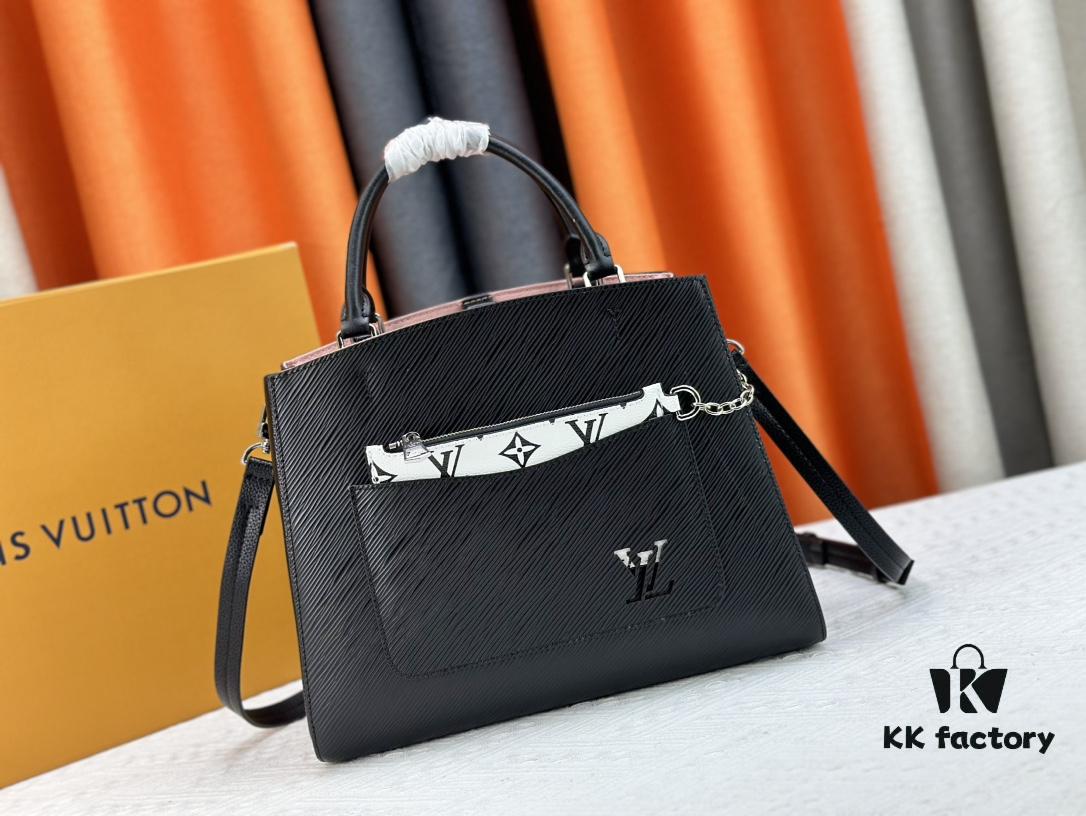 6930849e6e68136f4d9a80f7 Marelle Tote Bag in Epi Grained Leather with Detachable Features
