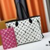 693084a26e68136f4d9a8100 Monogrammm Tote Bag in Cream and Pink with LVs