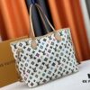 693085366e68136f4d9a8228 Monogram Canvas Tote MM Bag with Pink Background and Cream Stripes