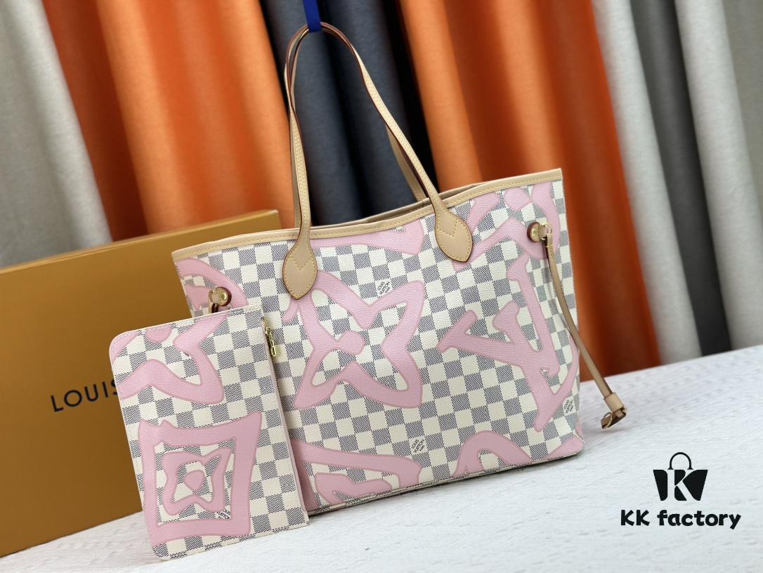 6930855a6e68136f4d9a8277 Monogram Tote MM Handbag with Monochrome Stripes and LVs on Pink Background