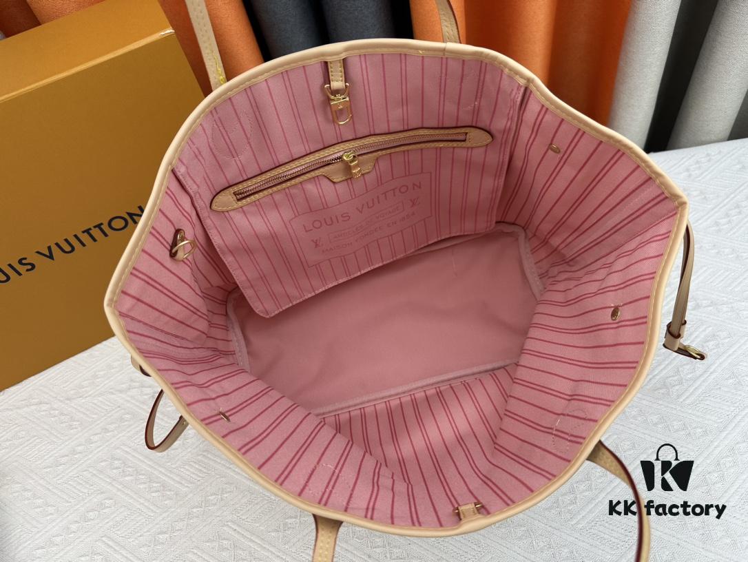 693085646e68136f4d9a8290 Monogram Tote MM Handbag with Monochrome Stripes and LVs on Pink Background