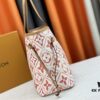 M11263, M25317 [Dushi Home Shoot] m45684 m45685 m40995 Tote MM Handbag in Cream Stripes with LVs on Pink Background