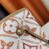 M11263, M25317 [Dushi Home Shoot] m45684 m45685 m40995 Tote MM Handbag in Cream Stripes with LVs on Pink Background