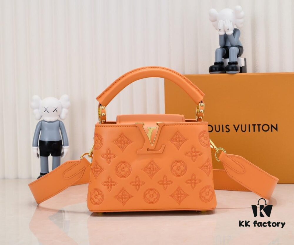 693085ea6e68136f4d9a83da Upgraded M20741 LV Broderie Anglaise Embroidered Gold Button Capucines Mini Bag