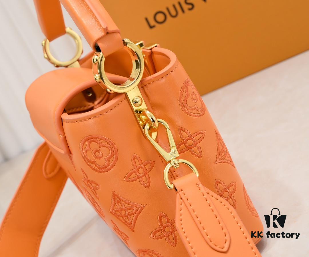 693085eb6e68136f4d9a83dc Upgraded M20741 LV Broderie Anglaise Embroidered Gold Button Capucines Mini Bag