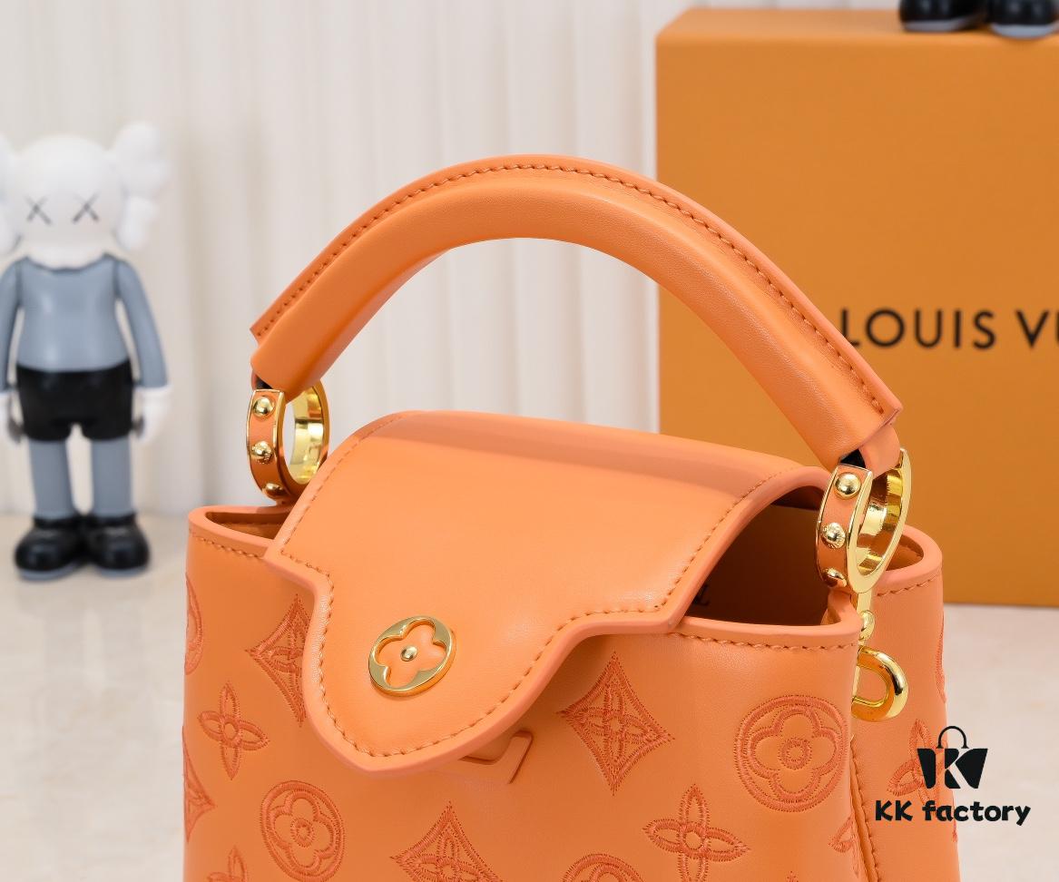 693085ec6e68136f4d9a83e0 Upgraded M20741 LV Broderie Anglaise Embroidered Gold Button Capucines Mini Bag