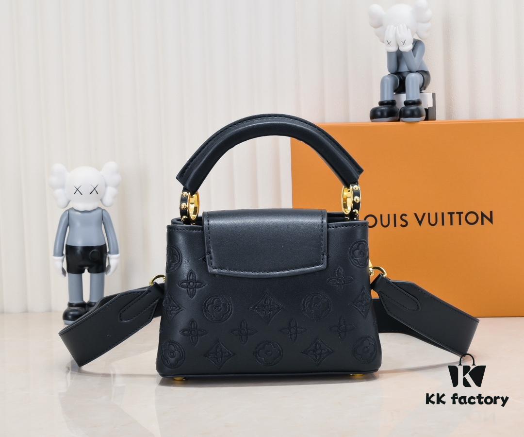 693085ef6e68136f4d9a83e6 Upgraded M20741 LV Broderie Anglaise Embroidered Gold Button Capucines Mini Bag