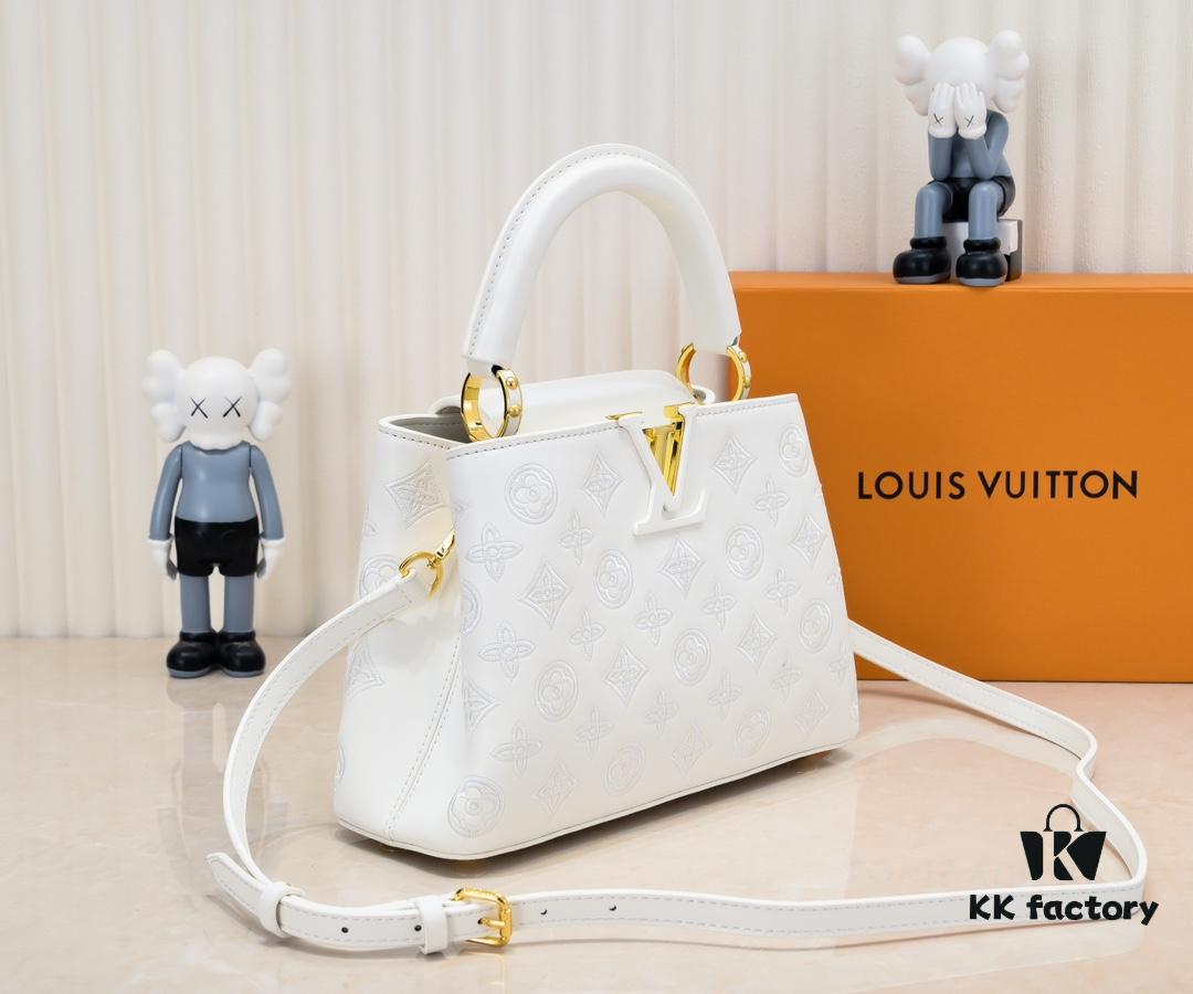 693086026e68136f4d9a8413 Upgraded M20742 LV Broderie Anglaise Embroidered Gold Button Capucines BB Bag