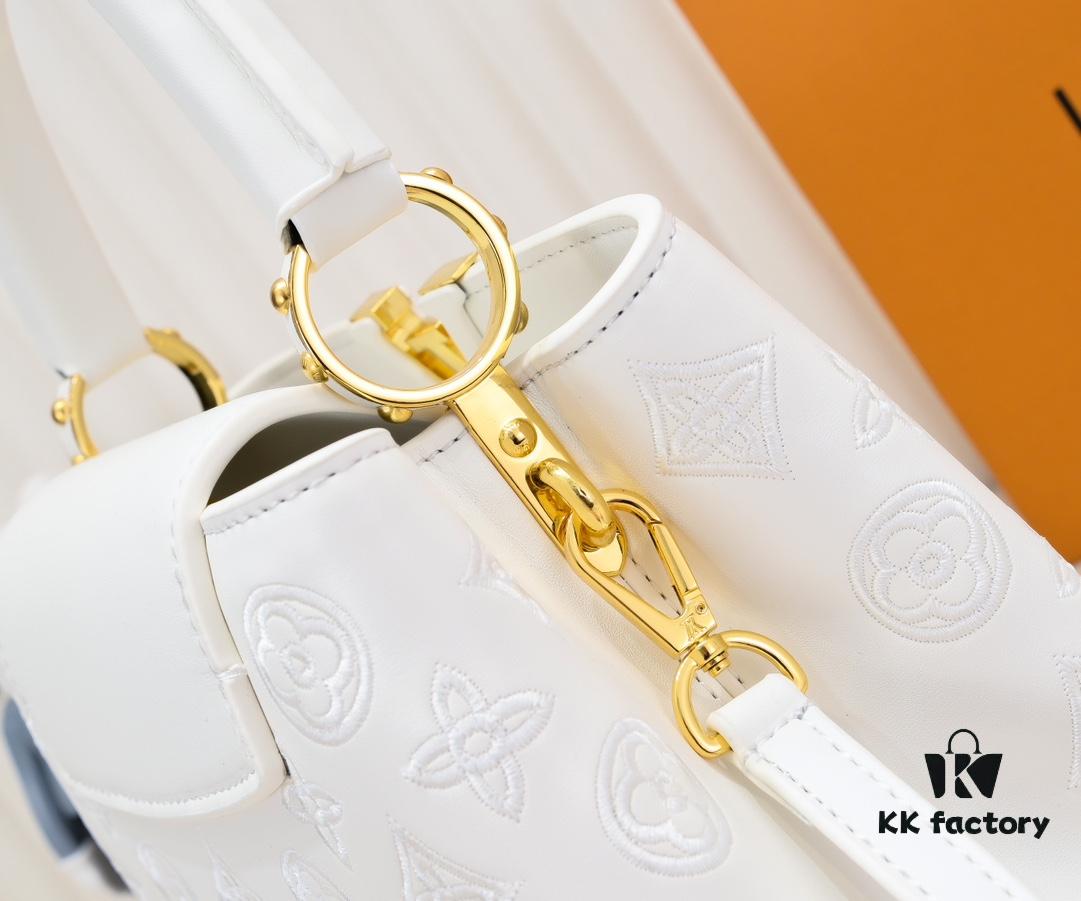 693086026e68136f4d9a8415 Upgraded M20742 LV Broderie Anglaise Embroidered Gold Button Capucines BB Bag