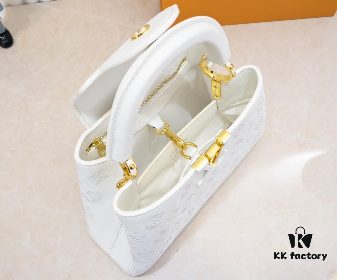 693086066e68136f4d9a841a Upgraded M20742 LV Broderie Anglaise Embroidered Gold Button Capucines BB Bag
