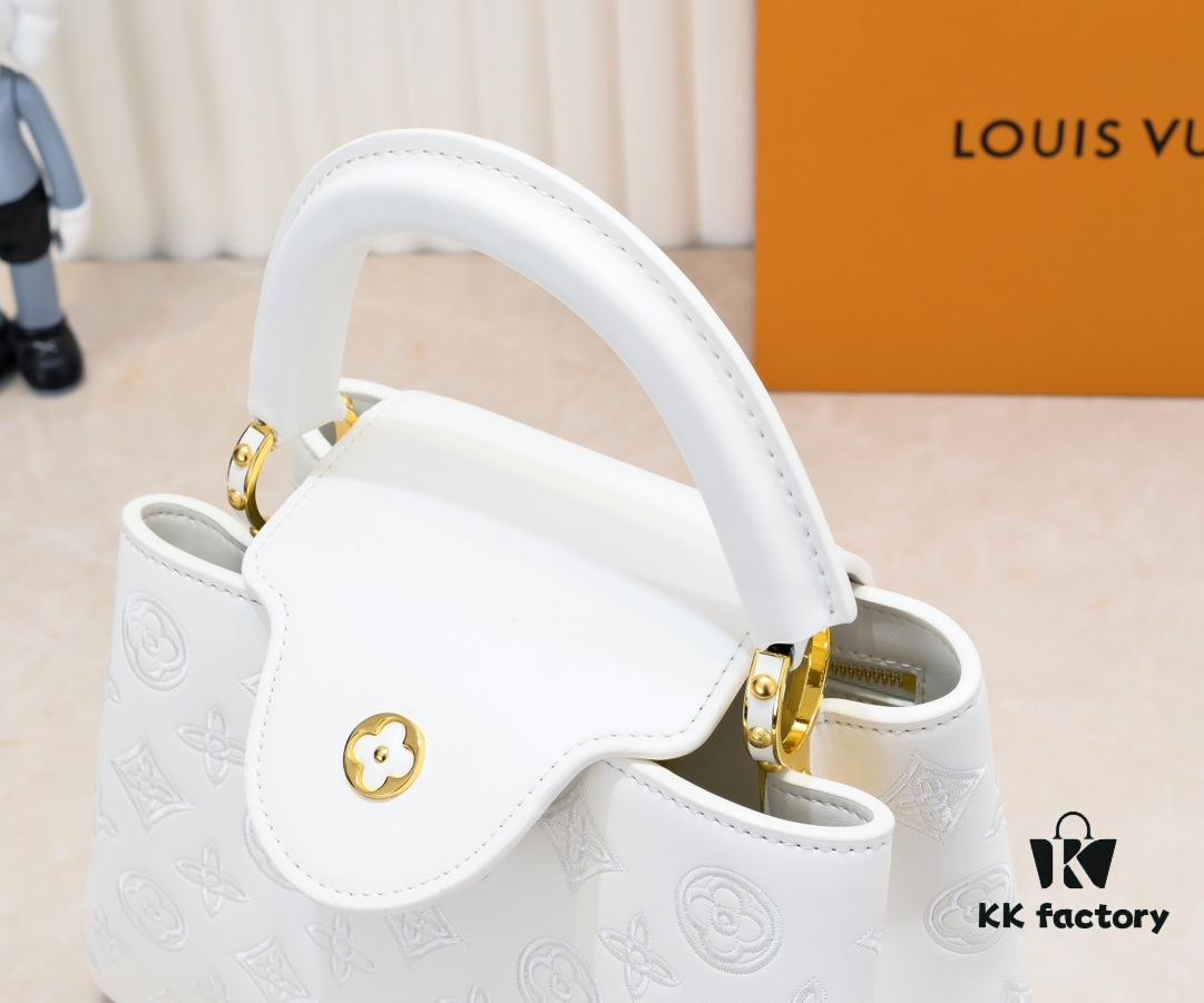 693086066e68136f4d9a841b Upgraded M20742 LV Broderie Anglaise Embroidered Gold Button Capucines BB Bag