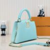 Upgraded M59868 Stellar Pearl Green Shell Button Capucines BB Handbag