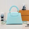 Upgraded M59868 Stellar Pearl Green Shell Button Capucines BB Handbag