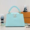 6930860e6e68136f4d9a842e Upgraded M20841 Stellar Pearl Green Shell Button Capucines MM Handbag