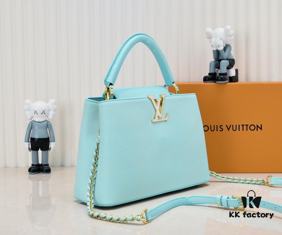 6930860f6e68136f4d9a8430 Upgraded M20841 Stellar Pearl Green Shell Button Capucines MM Handbag