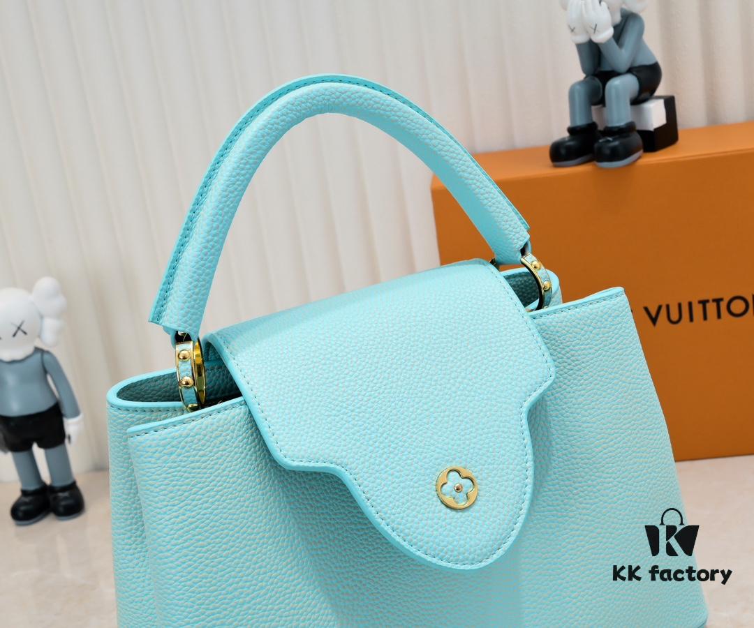 693086106e68136f4d9a8432 Upgraded M20841 Stellar Pearl Green Shell Button Capucines MM Handbag