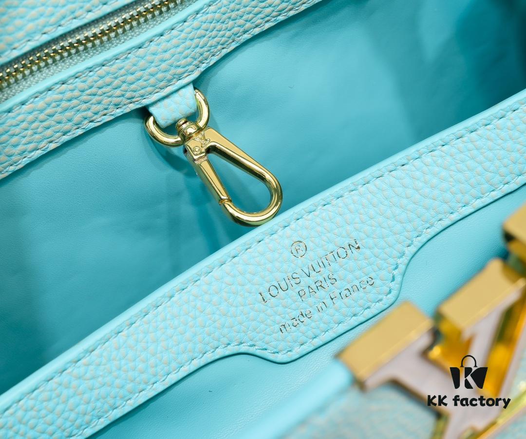 693086116e68136f4d9a8434 Upgraded M20841 Stellar Pearl Green Shell Button Capucines MM Handbag
