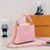 693086126e68136f4d9a8436 Upgraded M59850 Stellar Pearlized Powder Shell Button Capucines Mini Bag