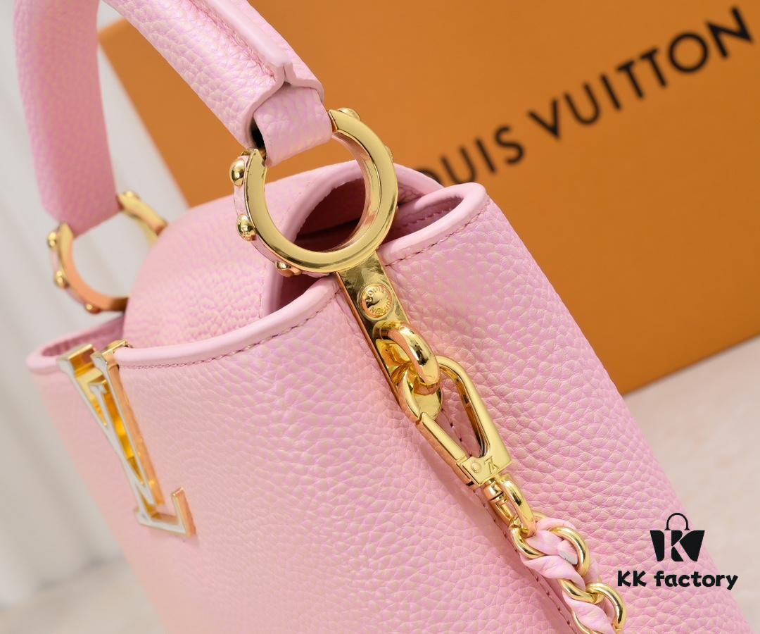 693086136e68136f4d9a843a Upgraded M59850 Stellar Pearlized Powder Shell Button Capucines Mini Bag