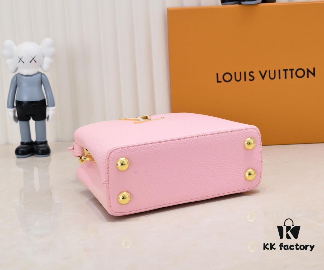 693086146e68136f4d9a843b Upgraded M59850 Stellar Pearlized Powder Shell Button Capucines Mini Bag