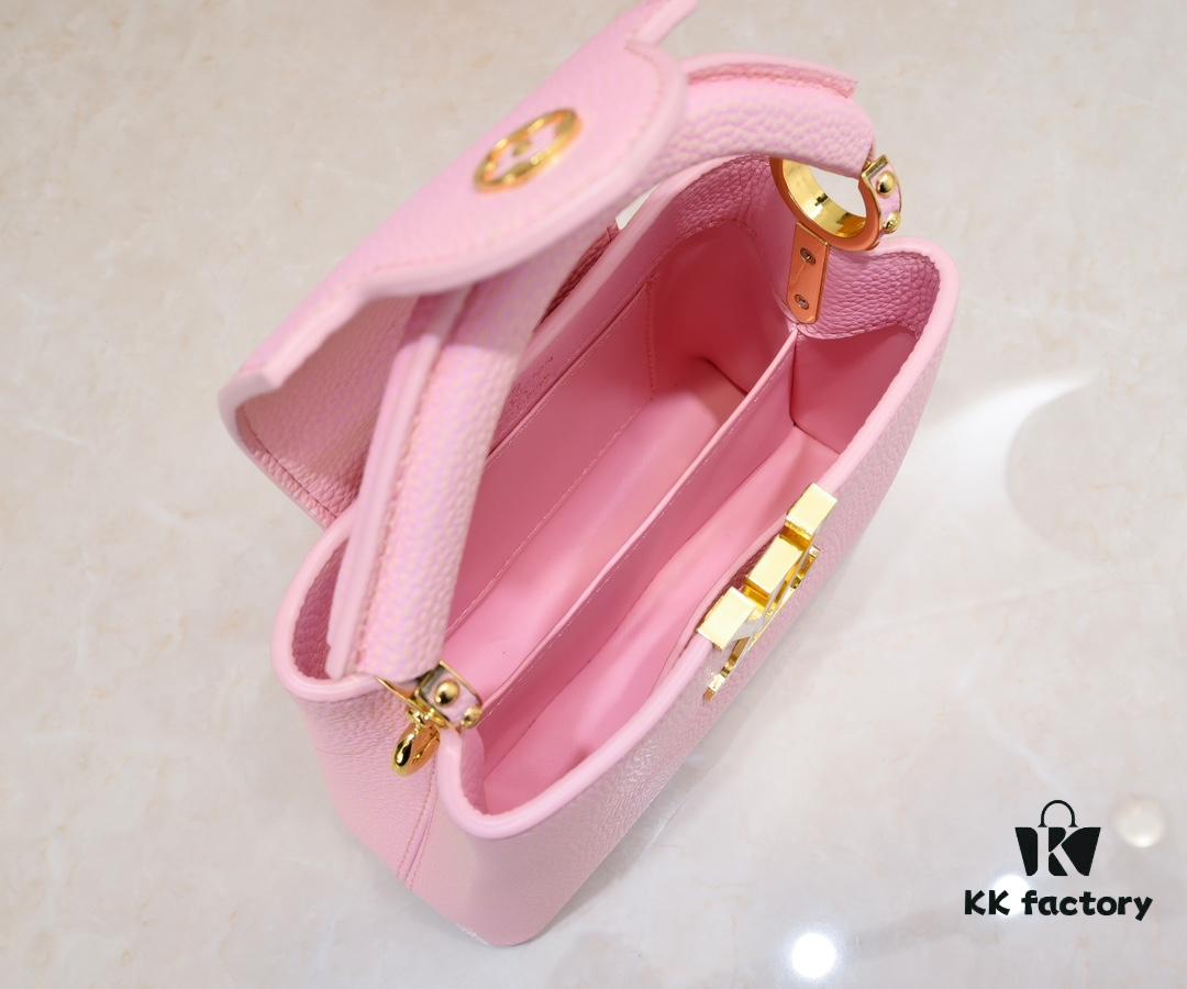 693086146e68136f4d9a843c Upgraded M59850 Stellar Pearlized Powder Shell Button Capucines Mini Bag