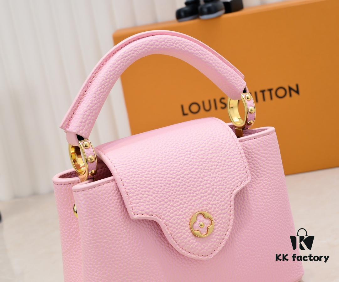693086146e68136f4d9a843d Upgraded M59850 Stellar Pearlized Powder Shell Button Capucines Mini Bag