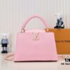 Upgraded M20841 Etoile Pearlized Pink Shell Closure Capucines MM Handbag