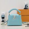 6930861d6e68136f4d9a8452 Upgraded M59850 Stellar Pearlized Blue Shell Button Capucines Mini Bag