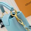 6930861f6e68136f4d9a8455 Upgraded M59850 Stellar Pearlized Blue Shell Button Capucines Mini Bag
