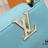 693086206e68136f4d9a8456 Upgraded M59850 Stellar Pearlized Blue Shell Button Capucines Mini Bag