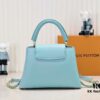 Upgraded M59868 Stellar Pearl Blue Shell Button Capucines BB Bag