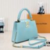 Upgraded M59868 Stellar Pearl Blue Shell Button Capucines BB Bag