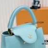 Upgraded M59868 Stellar Pearl Blue Shell Button Capucines BB Bag