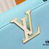 Upgraded M20841 Stellar Pearl Blue Shell Button Capucines MM Handbag