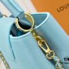 Upgraded M20841 Stellar Pearl Blue Shell Button Capucines MM Handbag