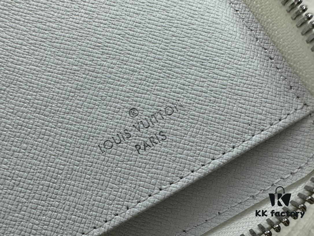 693086466e68136f4d9a84ae LV Wallet Men's Vertical Zip Wallet 63095 Phantom White Durable Damier Graphite Canvas