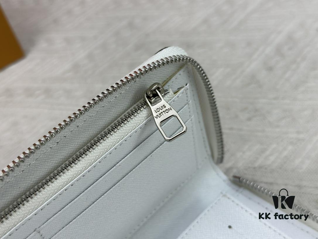 693086486e68136f4d9a84b2 LV Wallet Men's Vertical Zip Wallet 63095 Phantom White Durable Damier Graphite Canvas