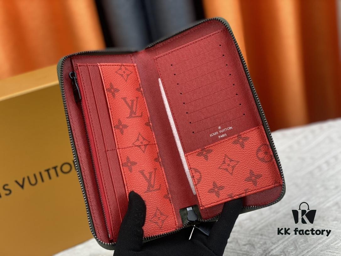 693086546e68136f4d9a84cd LV Wallet 63095 Beige and Red Money Clip