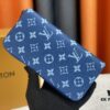 693086566e68136f4d9a84d3 LV Wallet 63095 Blue with Coffee Trim Men's Vertical Zip Wallet Durable Damier Graphite Canvas Stylish and Elegant