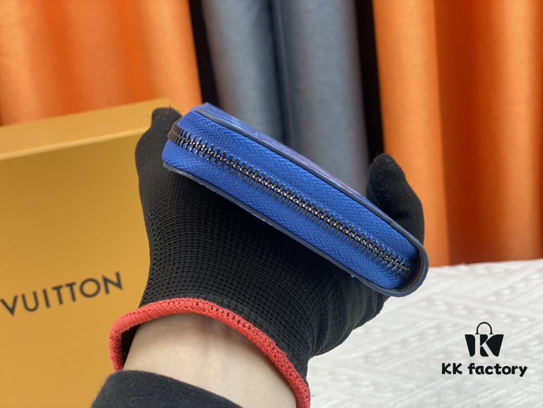 693086576e68136f4d9a84d4 LV Wallet 63095 Blue with Coffee Trim Men's Vertical Zip Wallet Durable Damier Graphite Canvas Stylish and Elegant