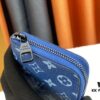 693086586e68136f4d9a84d6 LV Wallet 63095 Blue with Coffee Trim Men's Vertical Zip Wallet Durable Damier Graphite Canvas Stylish and Elegant