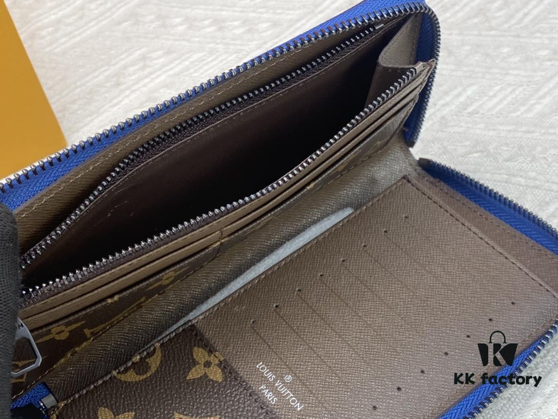 693086596e68136f4d9a84d9 LV Wallet 63095 Blue with Coffee Trim Men's Vertical Zip Wallet Durable Damier Graphite Canvas Stylish and Elegant