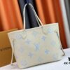 693086df6e68136f4d9a8613 NEVERFULL MM Tote Bag M45684 M45685 M40995 (Embossed) Monogram Montana Leather Handbag in Pink with Cream Stripes