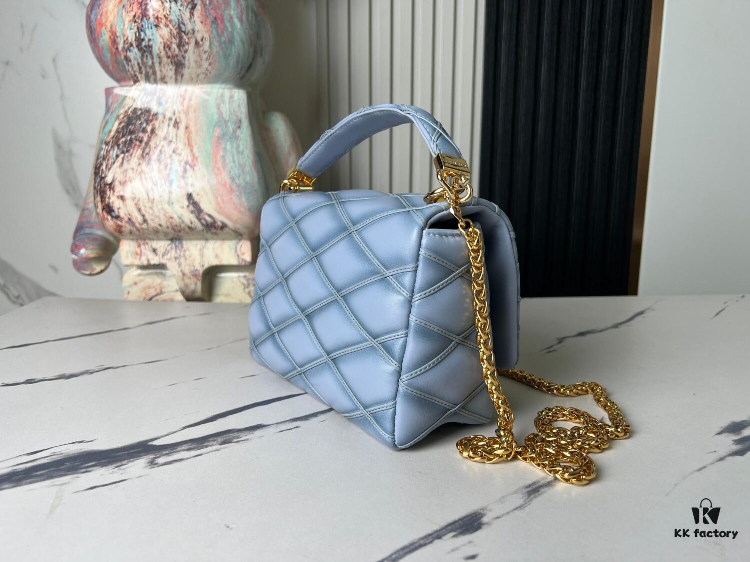 6930870e6e68136f4d9a8680 Top-tier Original Order Exclusive Real-shot M24186 M22891 Light Blue Full Leather Quilted Chain Bag Series GO-14 Teist Medium Handbag M22890