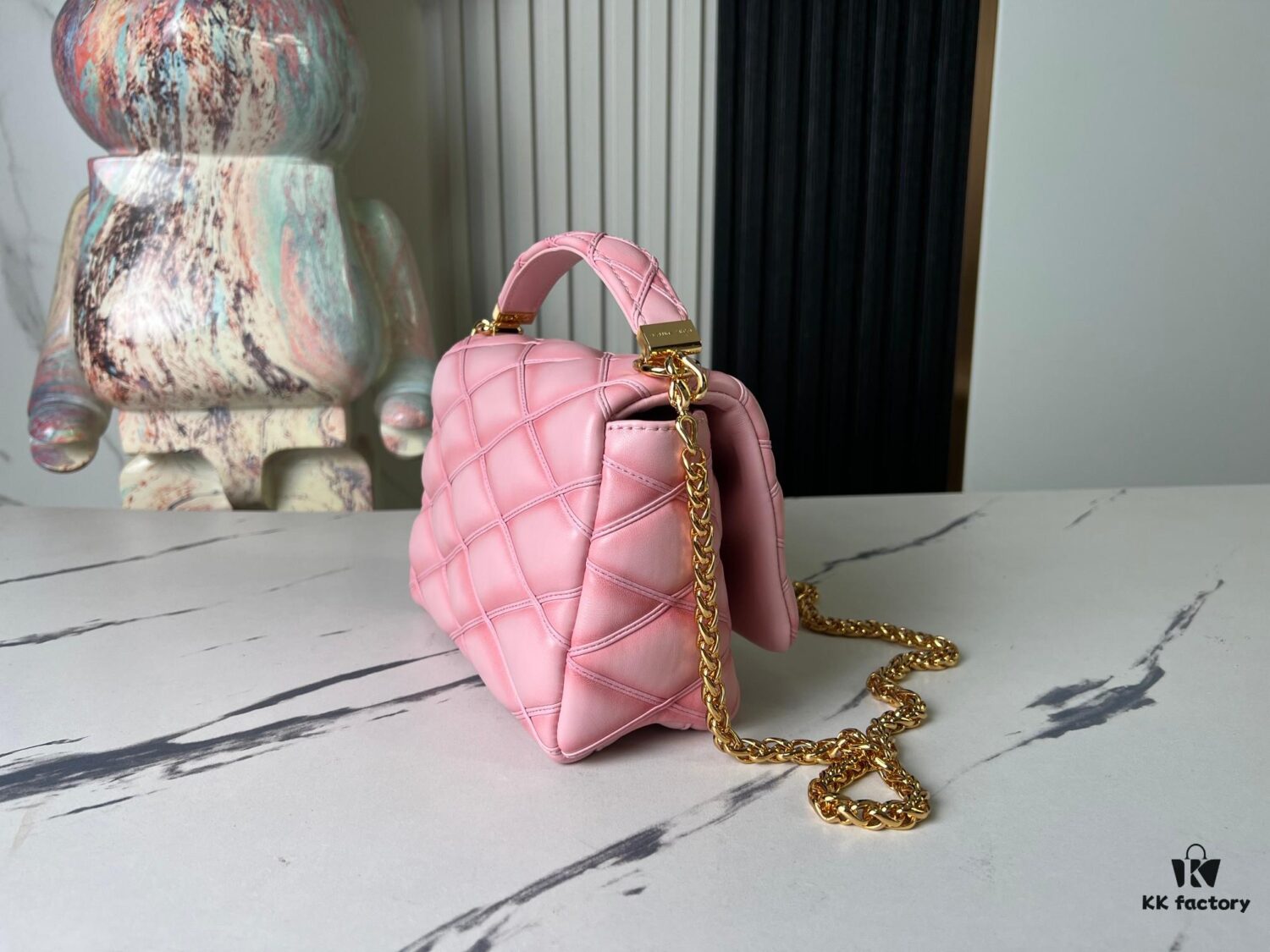 6930871b6e68136f4d9a8698 Top-tier Original Order, Exclusive Real-shot M24465 M22891 Pink Full Leather Quilted Chain Bag Series GO-14 Teist Medium Handbag M22890
