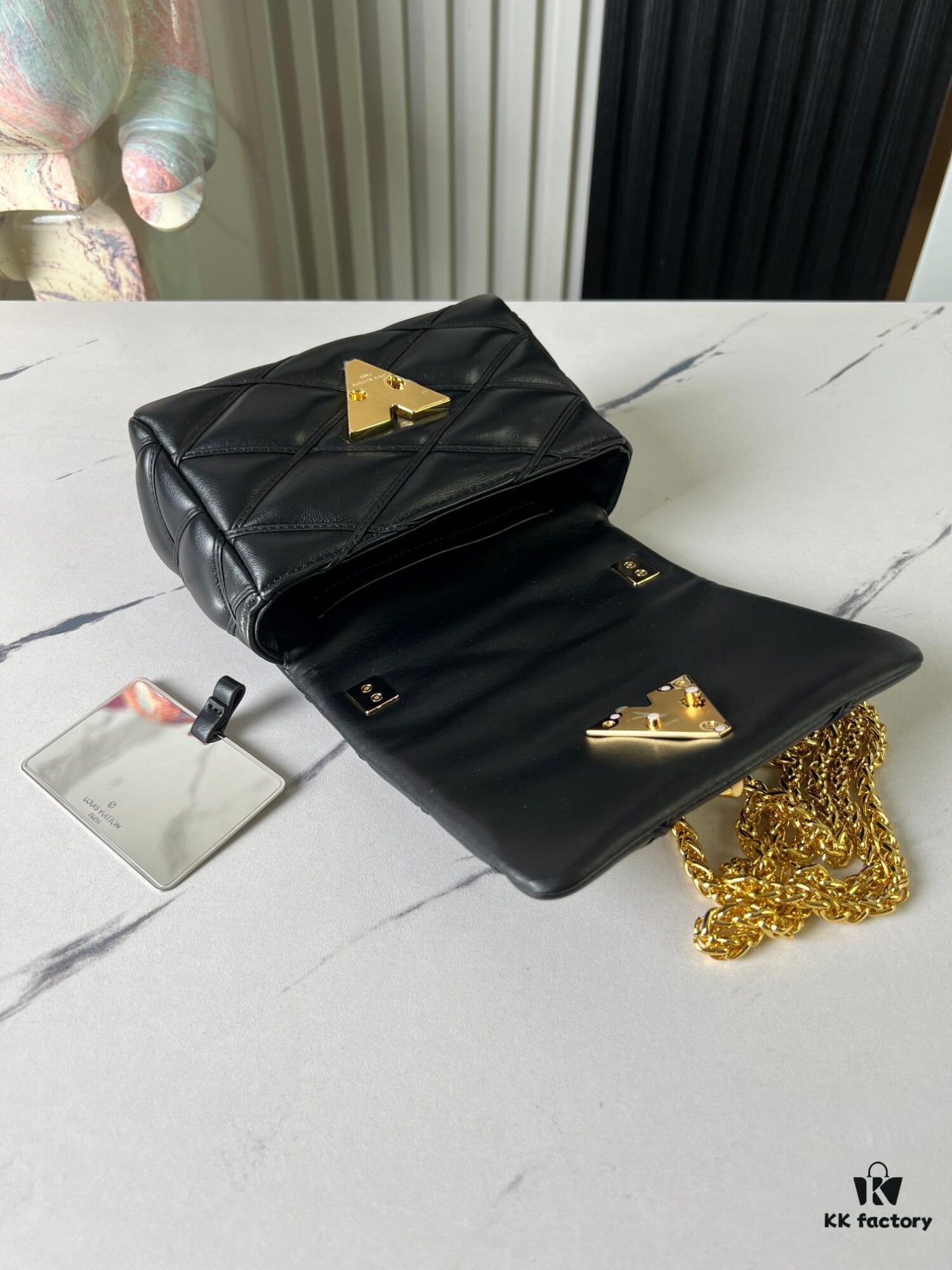 6930874f6e68136f4d9a86ef Top Quality Original Order Exclusive Real Shot M23625 Black Full Leather Chain Bag Series PICO GO-14 Handbag